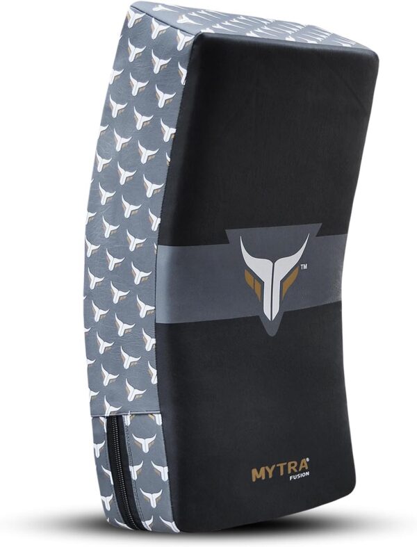 Mytra Fusion Kick Shield Curved MMA Strike Shield Muay Thai Training Strike pad Kicking Striking Shield Focus for Kickboxing Taekwondo & Martial Arts x 1 Single Unit (Black/Grey)