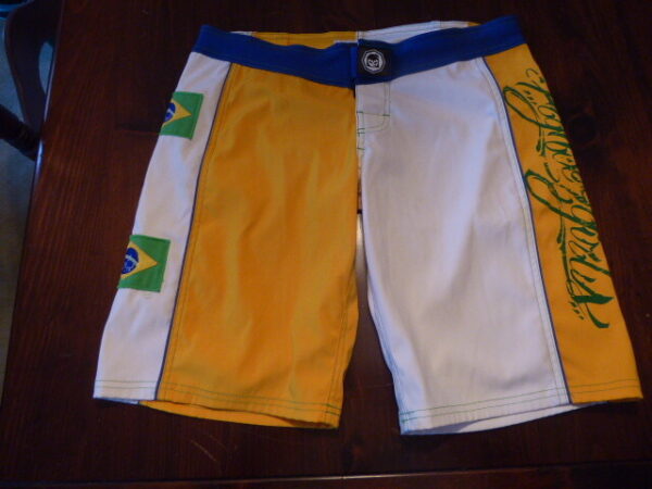 Alpha Female AF Fight Wear Training Trunks Yellow White Brazil Women's 9 MMA
