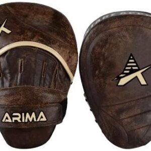 Vintage Leather Focus Pads, Adjustable Hand Mitts for Boxing, MMA, Kickboxing, Martial Arts, and Muay Thai Training