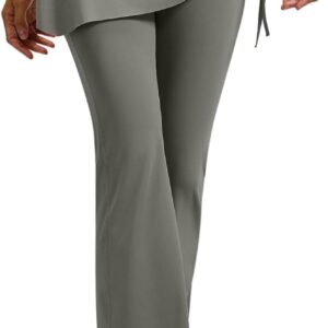 Skirted Legging for Women Side Ruched High Waisted Tennis Golf Skorts Legging with Skirt Bootcut Gym Flare Yoga Pants