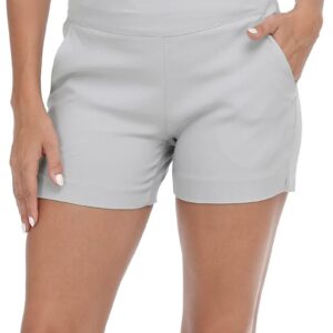 HDE Chino Shorts for Women 4" Inseam Elastic High Waisted Casual Summer Shorts