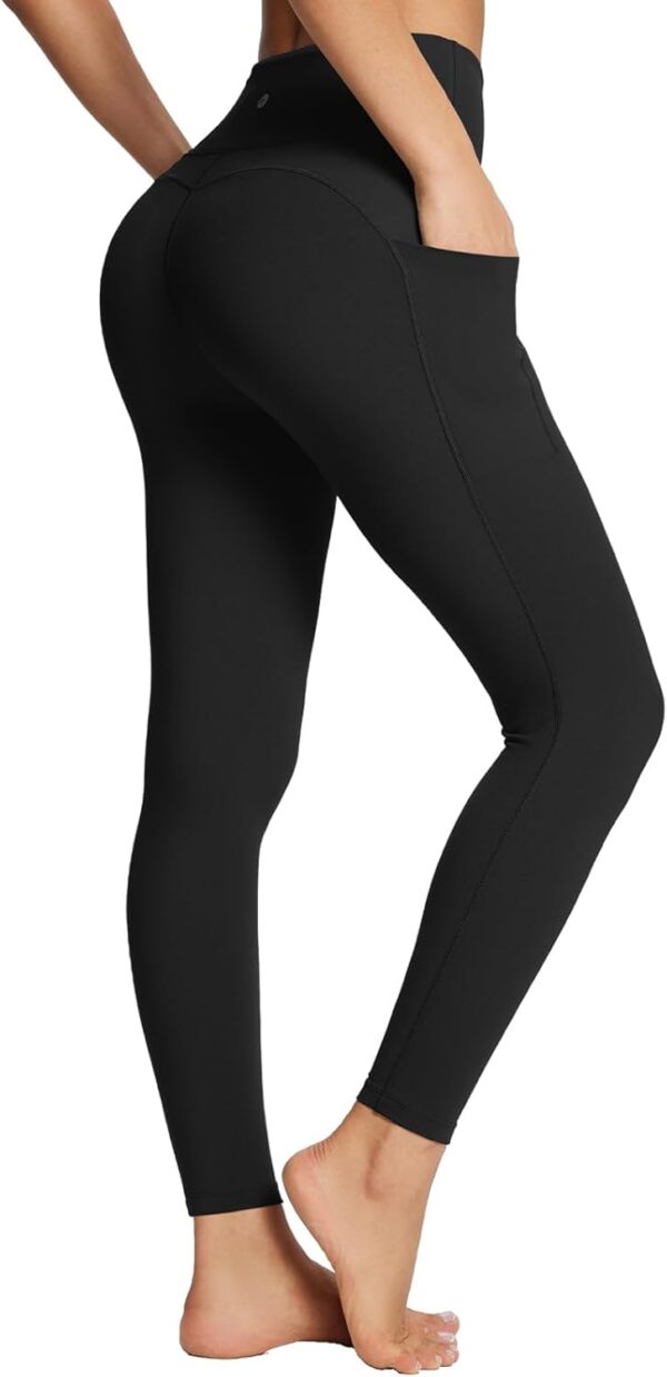 BALEAF Women's Leggings with Pockets Black Tummy Control Workout High Waisted Athletic 7/8 Ultra Soft Gym Yoga Ankle Pants