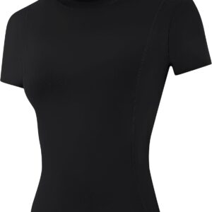 Runhit Women's Compression Shirts Short Sleeve Workout Tops Athletic Base Layer T-Shirt for Gym Running Yoga Basketball BJJ