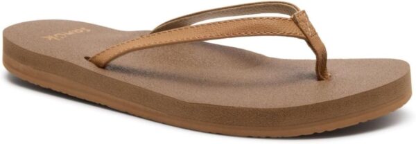 Sanuk Yoga Joy Womens Flip Flops | Yoga Mat Footbed | Sandals for Women | Womens Yoga Sandals | Women's Beach Sandals, Tan, 8