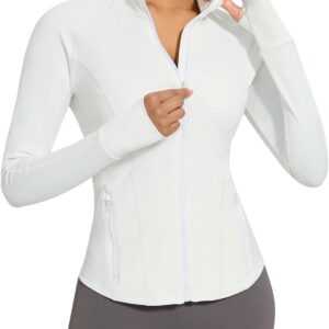 VUTRU Women's Zip Up Cropped Workout Jacket Super Slim Fit Yoga Jackets Lightweight Running Athletic Jacket with Thumb Holes
