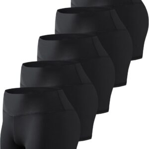 TELALEO 5 Pack 3"/5" Womens Volleyball Shorts Spandex Compression Shorts Workout Performance High Waist Yoga Biker Shorts