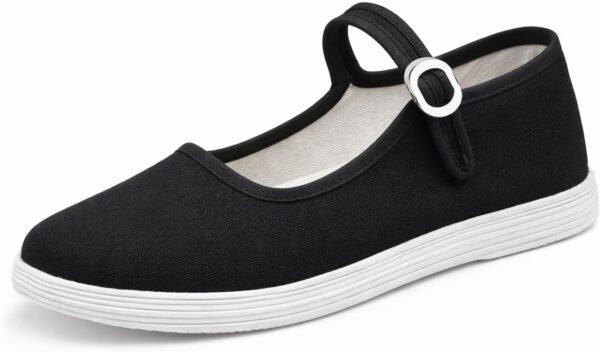 Lazutom Women’s Chinese Cotton Kung Fu Shoes Black Mary Jane Flats for Tai Chi Martial Arts Practice & Daily Wear
