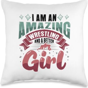 I am an Amazing Wrestling Girl - Girl Wrestler Throw Pillow