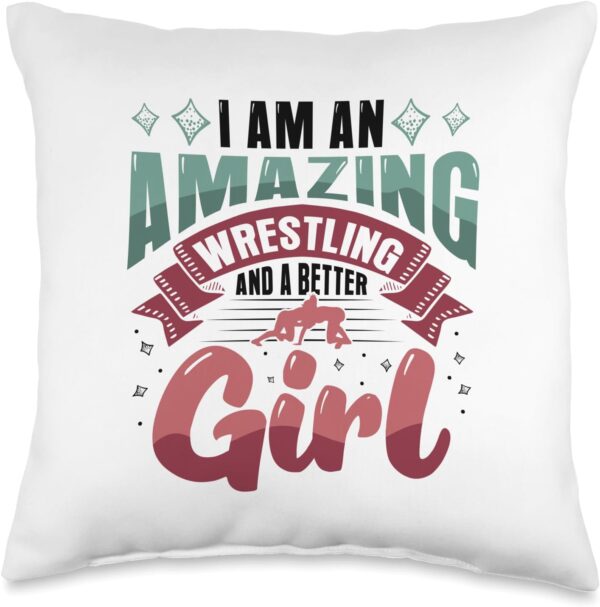 I am an Amazing Wrestling Girl - Girl Wrestler Throw Pillow