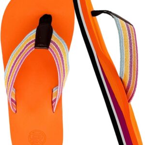 rosyclo Flip Flops For Women, with Arch Support Orthotic Comfortable Slip On Yoga Mat Casual Cushion Summer Beach Walking Thong Sandals Womens Indoor Outdoor Pool Slides Shower Shoes