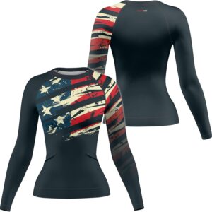 FORMONIES Patriot Rash Guard for Women – Long Sleeve Compression Top for MMA, Jiu Jitsu, No-Gi Training