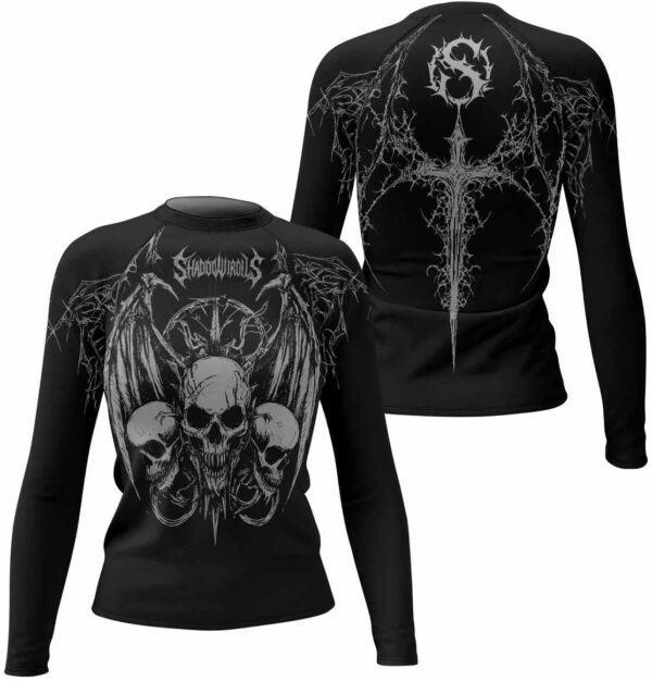 Women’s Dark Symbol Combat Rash Guard – Long-Sleeve Compression Athletic Shirt for BJJ MMA No-Gi Training