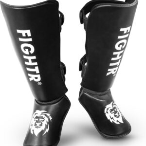 FIGHTR® Shin Guards - with a and Ideal Padding | Thick shin Protection for Kicks in Kickboxing, MMA, Muay Thai and Other Martial Arts
