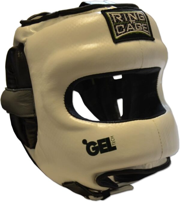 Deluxe Full Face GelTech Sparring Headgear Synthetic Leather for Boxing, Muay Thai, MMA, Kickboxing