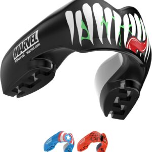 Marvel Venom Sports Mouthguard for Braces, One Size Remouldable Gum Shield with Case for Boxing, MMA, Rugby, Martial Arts, Judo and All Contact Sports