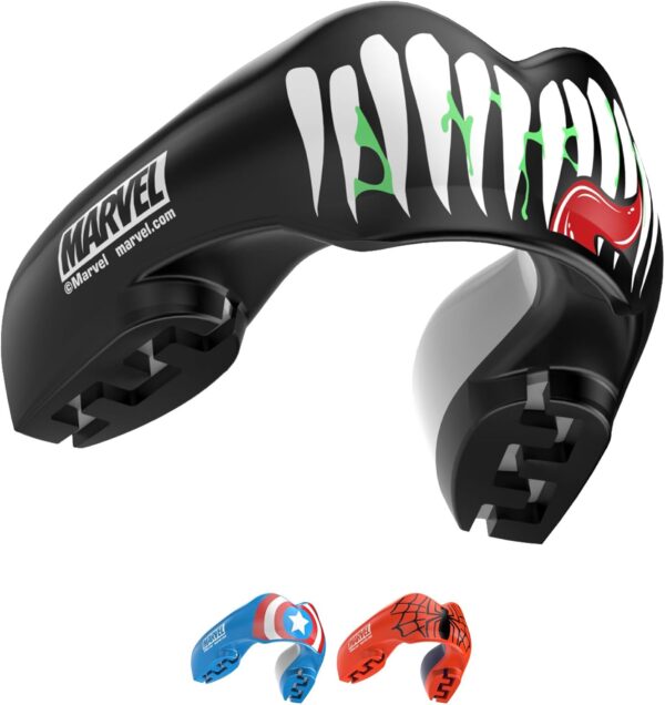 Marvel Venom Sports Mouthguard for Braces, One Size Remouldable Gum Shield with Case for Boxing, MMA, Rugby, Martial Arts, Judo and All Contact Sports