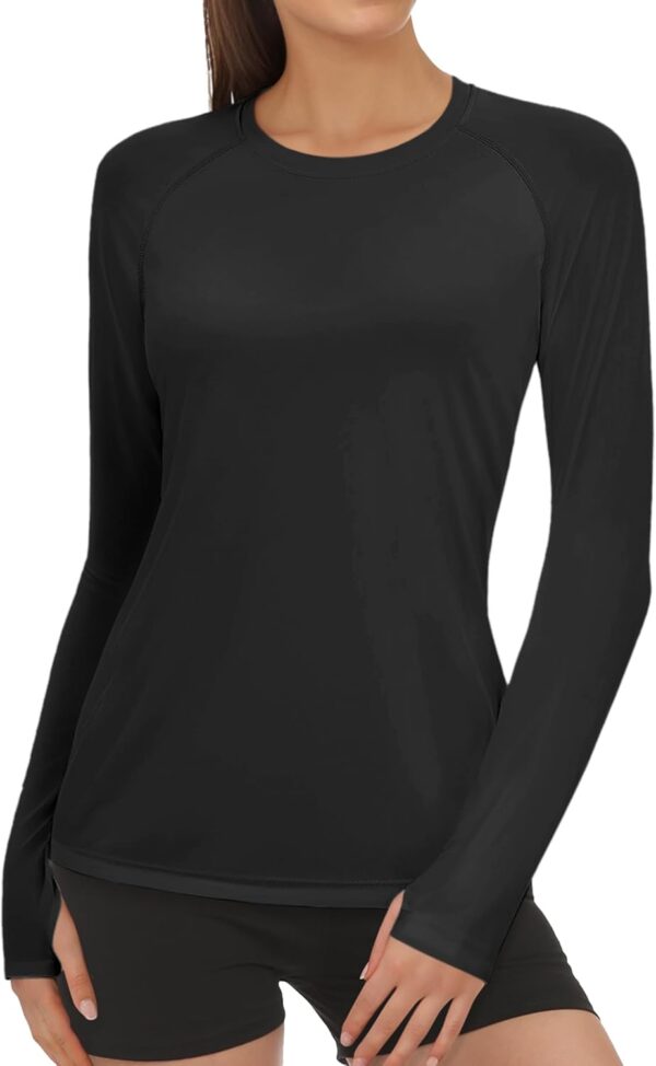 AURUZA UPF50+ Women Rash Guard UV Protection Shirts, Quick Dry Workout Long Sleeve Shirts Sun Swimming Tops for Women