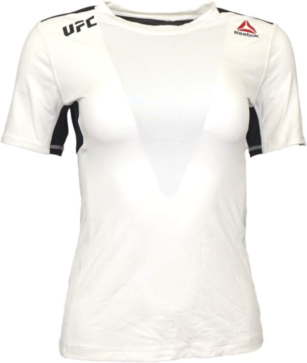 Reebok UFC Women's Chalk White Training Short Sleeve Compression Rash Guard AZ9680