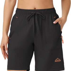 Gopune Women's 8" Hiking Shorts Lightweight Quick Dry Athletic Running Summer Shorts Water Resistant Zipper Pockets