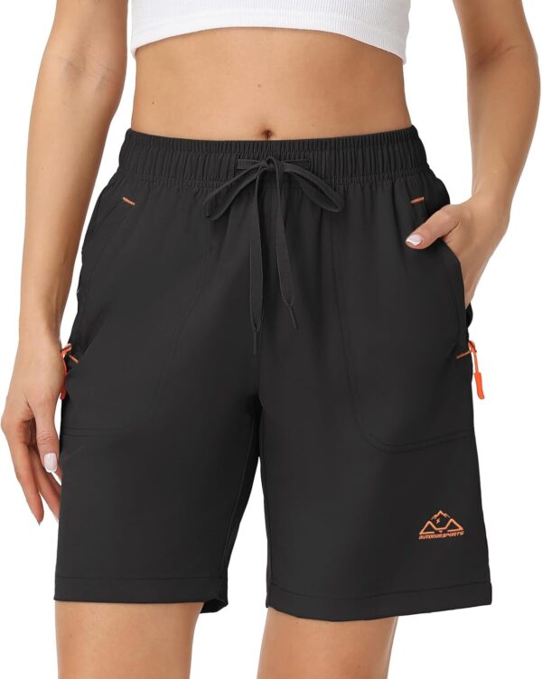 Gopune Women's 8" Hiking Shorts Lightweight Quick Dry Athletic Running Summer Shorts Water Resistant Zipper Pockets