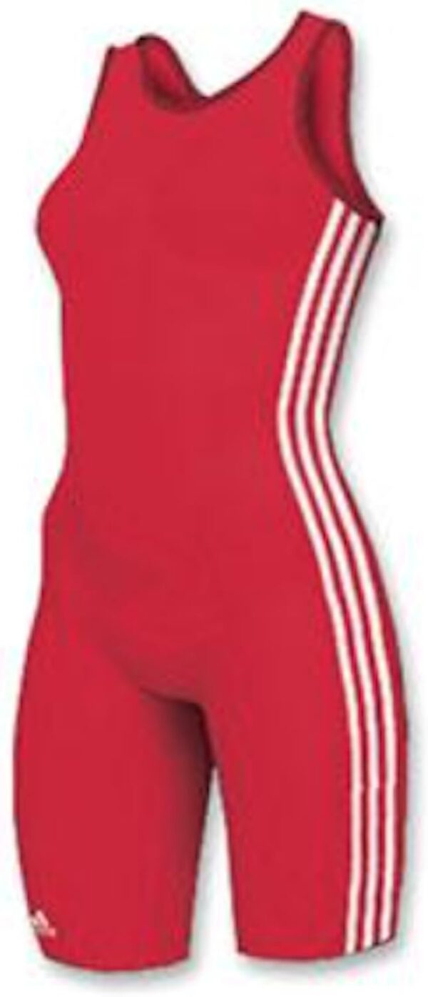 adidas Women's 3 Stripe Wrestling Singlet (Red/White, WL)