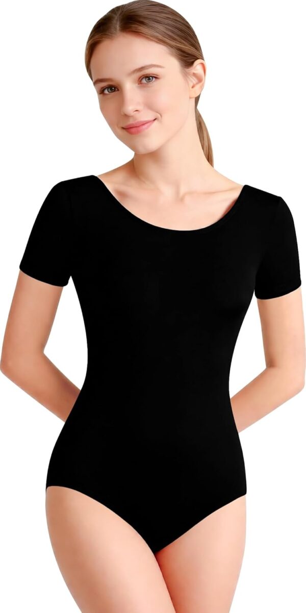 DANSHOW Women Short Sleeve Ballet Leotards for Adult Dance