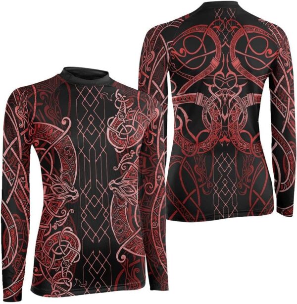 Viking Legends Women's Long Sleeve Rash Guard – Compression Training Shirt for MMA, BJJ, Grappling & Fitness