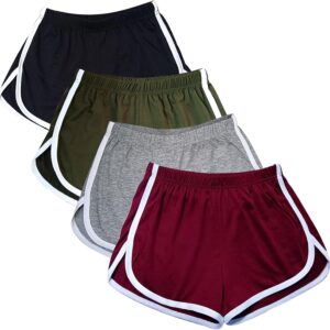 Cameway 4 Pack Women's Cotton Yoga Dance Short Pants Sport Shorts Summer Athletic Cycling Hiking Sports Shorts