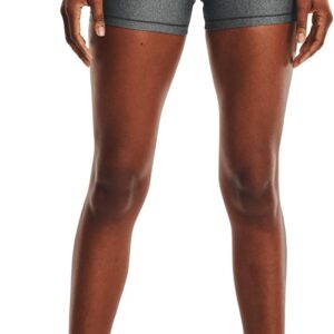 Under Armour Womens HeatGear Armour Mid Rise Shorty , Charcoal Light Heather (019)/Black , Medium