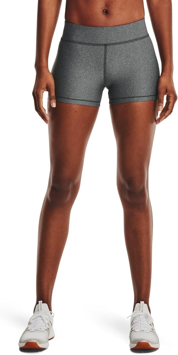 Under Armour Womens HeatGear Armour Mid Rise Shorty , Charcoal Light Heather (019)/Black , Medium