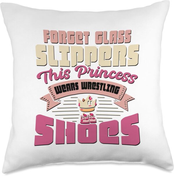 Forget Glass Slippers - Girl Wrestler Throw Pillow