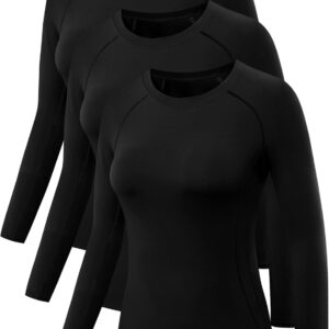 NELEUS Women's 3 Pack Compression Shirts Long Sleeve Yoga Athletic Running T Shirt
