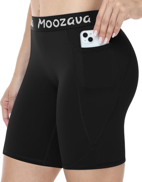 Moozava Women's Spandex Shorts with Pockets - 3"/5"/8" Compression Biker Shorts for Volleyball Yoga Workout Gym No Front Seam