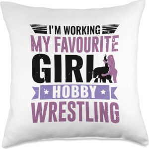 My Favourite Hobby Wrestling - Girl Wrestler Throw Pillow