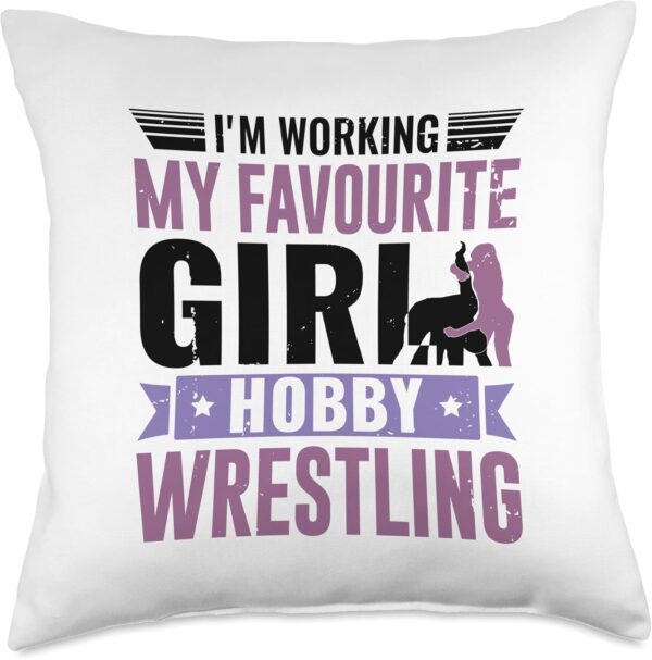 My Favourite Hobby Wrestling - Girl Wrestler Throw Pillow