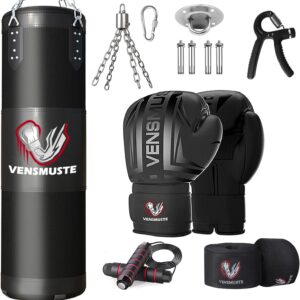 Punching Bag for Adults, 4FT Oxford Heavy Boxing Bag Set, Punching Bag with 12OZ Boxing Gloves, Chains, Hand Wraps, etc. Suitable for MMA Karate Kickboxing Boxing - Unfilled