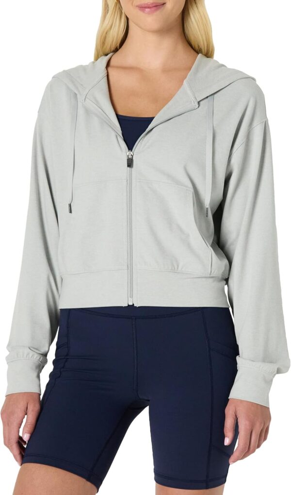 Amazon Essentials Women's Athletic Soft Performance Lightweight Cropped Zip Up Workout Hoodie, Space Dye