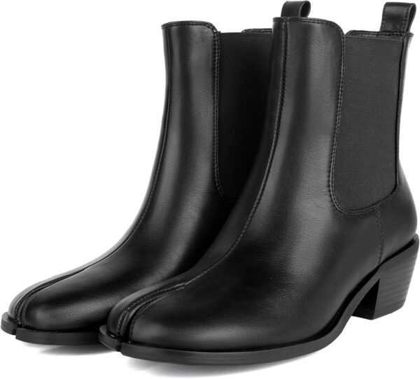 KOKOMOMO Tabi Boots for Women Split Toe Shoes Ankle Boots Chunky Heels Chelsea Booties Japanese Ninja Shoes Low Mid Heel Work Party Dress Shoe
