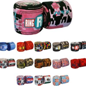 Ringside Apex 180” Boxing Hand Wraps Pair - Durable, Elastic Training Wraps with Hook & Loop Closure, Multi-Color Options, Perfect for MMA, Muay Thai, Kickboxing