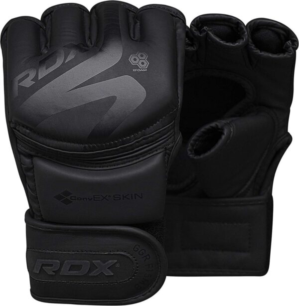 RDX MMA Gloves Premium Real Maya Hide Leather, Mixed Martial Arts Sparring & Grappling Gloves for Training, Fighting Gloves, Fingerless Design, Padded Open D-Cut Palm, Mixed Martial Arts Equipment
