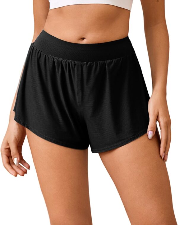 Women's Athletic Shorts High Waisted Running Shorts Sporty Short Gym Elastic Workout Shorts