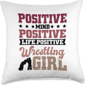 Positve Mind Positive Life Wrestling Girl - Girl Wrestler Throw Pillow
