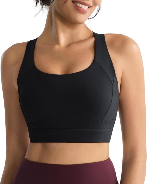 RUNNING GIRL Sports Bras for Women High Support,Racerback High Impact Grey Sports Bra Moulded Cup Workout Bra Push up