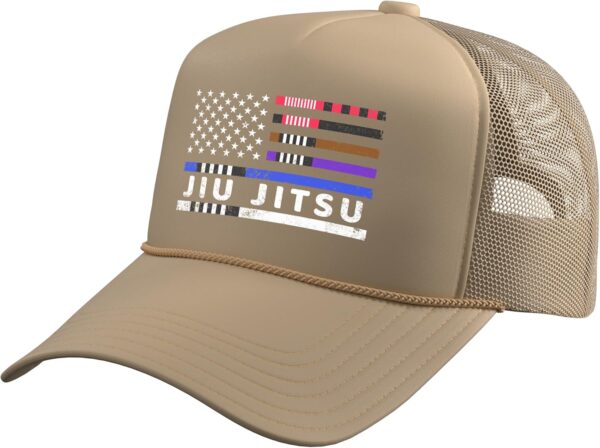 Jiu Jitsu American Flag Jiu-Jitsu Belts USA Trucker Hat with Adjustable Mesh Back