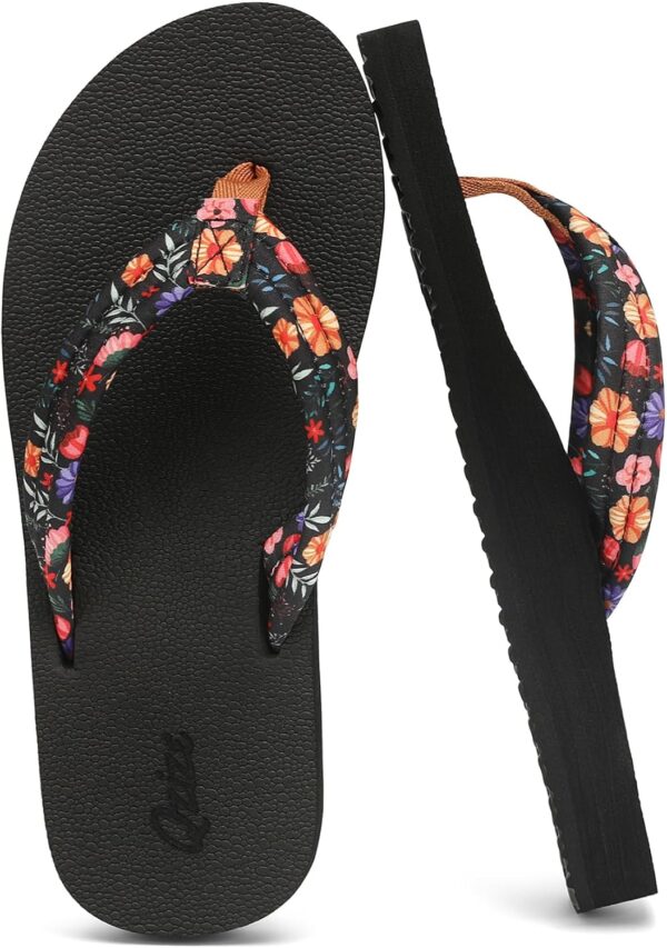 Women's Wide Width Flip Flops with Arch Support - Yoga Mat Comfort, Lightweight Slip-On Beach & Walking Sandals for Indoor/Outdoor