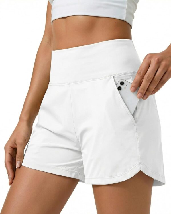 Womens Running Shorts 3.5", High Waisted Quick Dry Athletic Shorts with Pockets for Gym Yoga Workouts