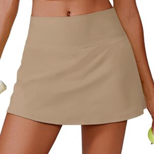 PINSPARK Womens Tennis Skirt High Waisted Golf Skort with 2 Pockets Stretchy Athletic Skirts for Workout Pickleball Running