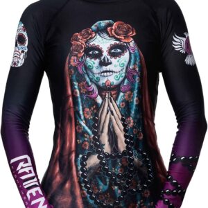 Raven Fightwear Women's La Calavera Catrina Rash Guard BJJ MMA Black