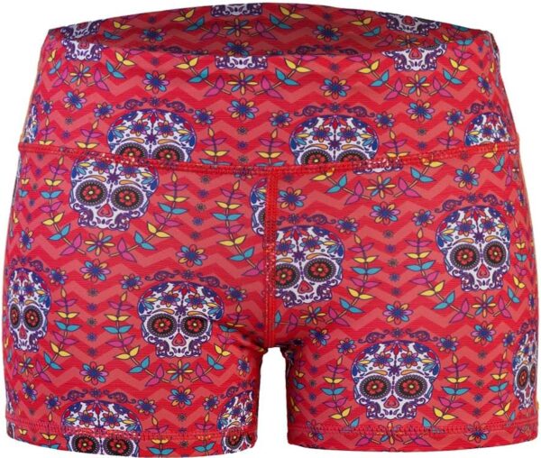 Epic MMA Gear WOD Booty Shorts for Women (Medium, Red M Skull)