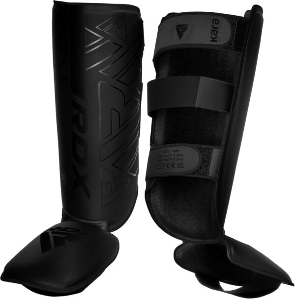 RDX Shin Guards for Kickboxing, Muay Thai and Training Pads, Maya Hide Leather Kara Instep Foam Protection, Leg Foot Protector for Martial Arts, Sparring, BJJ and Boxing Gear